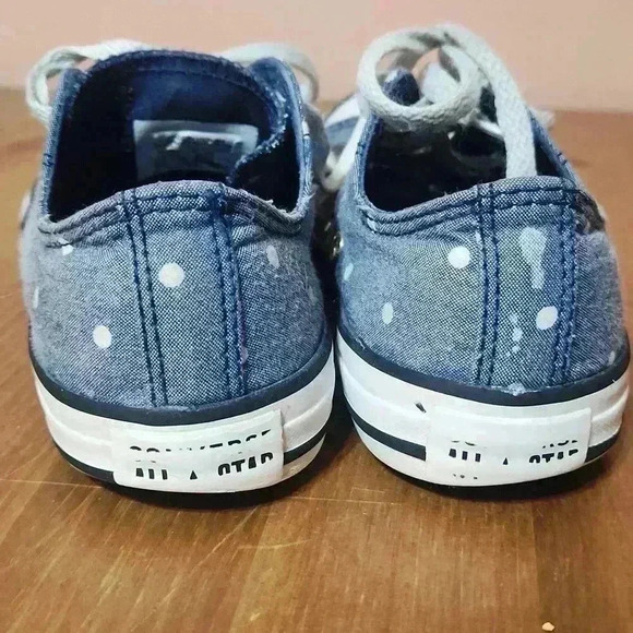 Girls converse blue jean with white dots size 2 - Picture 5 of 6